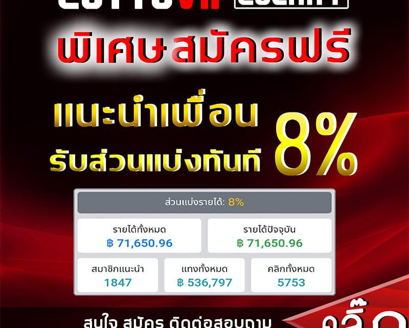 LOTTOVIP แนะนำเพื่อน รับ 8%